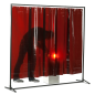 Preview: Stellwand Schutzwand VIPER 2000 mit Lamellenvorhang aus 470 x 0,4 mm Lamellen Bronze
